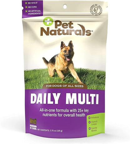 Pet Naturals Daily Multivitamin for Dogs, Veggie Flavor, 30 Chews - Yummy Chews with Amino Acids, and Antioxidants - Supports Energy, Metabolic Function and Pet Wellness (Pack of 6)