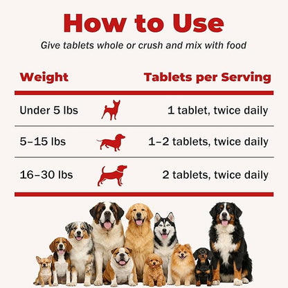 Quercetin for Dogs with Bromelain, Soothe Itchy Skin, Ear Infections, Seasonal Allergies, Immune Boost & Supports Healthy Digestion，Natural Formula – 120 Tablets