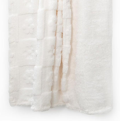 Americanflat 30x40 Jacquard Kids Throw Blanket - Soft and Breathable Mini Fleece Throw Blanket for Couch, Bed, Chair - Fleece Blankets Perfect for Home, Bedroom, or Outdoor - Flower Design in Cream