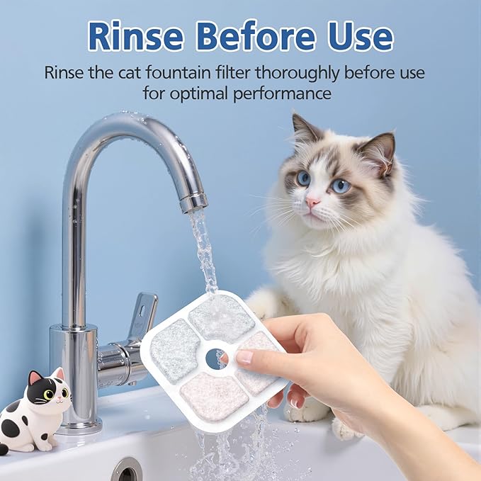 25 Pack Cat Fountain Filter Compatible With Catit PIXI Drinking Fountain, Replacement Triple Action Water Filter with Ion-exchange Resin & Activated Carbon, White