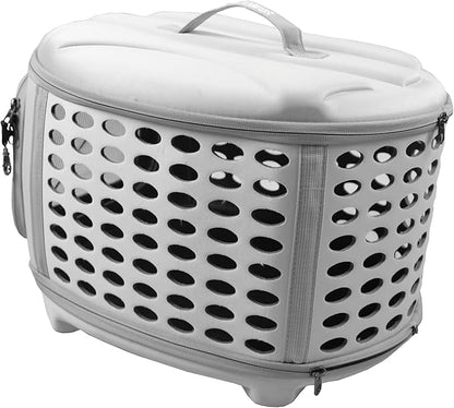 Pet Life ® Circular Shelled Military-Grade Lightweight Collapsable Travel Airline Approved Cat and Dog Carrier or Pet Kennel with Shoulder Straps