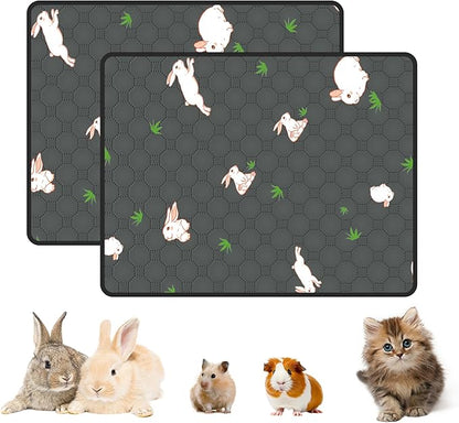 2-Pack Guinea Pig Cage Liner, 20in x 26in Fast Absorption Washable Bedding Pee Pads for Dogs Puppy Rabbit Small Animal Cage Mat, Leakproof & Non-Slip