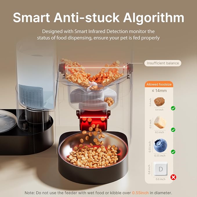 Automatic Cat Feeder and Water, 2 in 1 WiFi Cat Food and Water Dispenser | 5G&2.4G App Remote Control,10s Voice Recording, 10 Meals 1-15 Portion Programmable, Dual Power,4+3L Capacity for Multiple Pet