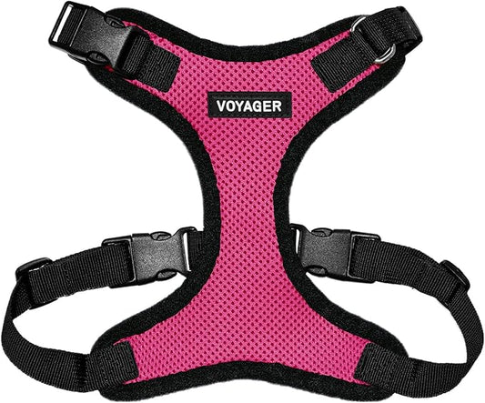 Voyager Step-in Pet Harness - All Weather Mesh, Adjustable Step in Harness for Cats and Dogs by Best Pet Supplies - Fuchsia/Black Trim, XL