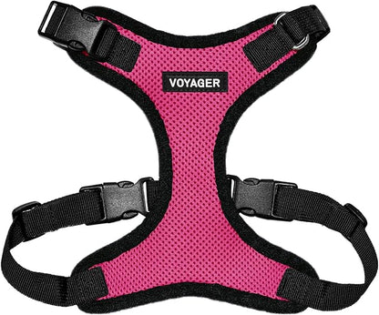 Voyager Step-in Pet Harness - All Weather Mesh, Adjustable Step in Harness for Cats and Dogs by Best Pet Supplies - Fuchsia/Black Trim, L
