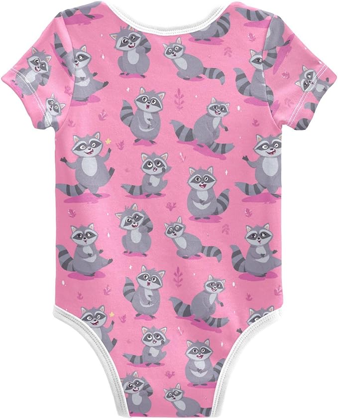 Bright Emotions Raccoons Baby Short Sleeve Bodysuits Romper Unisex Infant Outfit Wrapping Clothes for Boy Girl kids 3M