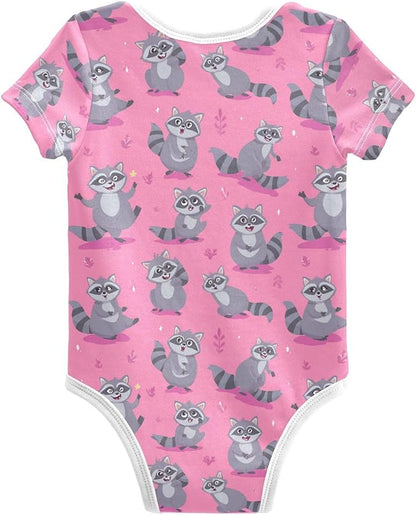 Bright Emotions Raccoons Baby Short Sleeve Bodysuits Romper Unisex Infant Outfit Wrapping Clothes for Boy Girl kids 3M