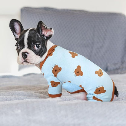 Dog Pajamas Spring Small Sized Onesie Clothes Soft Stretchy Puppy Pajamas for Small Dogs Cats Girl Pet Costume Cute Bear Printed Pjs Outifts French Bulldog Chihuahua Doggie Clothing