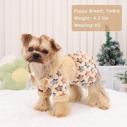 Dog Hoodie Dog Sweater Winter Puppy Clothes for Small Dogs Boy Girl Pet Hoodies Cold Weather Doggie Coats Fall Doggy Sweatshirt for Chihuahua Yorkie Cat Sweater Costume, Khaki, S