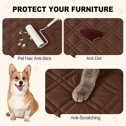 Smiry Reversible Waterproof Couch Covers for Sofa, Washable Dogs Pet Couch Covers for 3 Cushion Sofa Pet Friendly, Water Resistant Furniture Protector Slipcover, Geometric (82"x120", Brown/Chocolate)