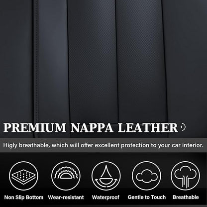 Coverado Dog Car Seat Cover for Back Seat Cover, Black Rear Car Seat Covers, 3-Pieces Waterproof Car Seat Cushion, Car Seat Protector, Leather Seat Cover Seat Protector Universal Fit Most Cars