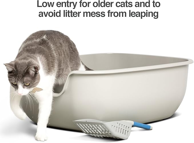 PetFusion Cat Litter Box Large (The BetterBox - Set of 2). Non-Stick Coating for Easier Cleaning and Superior Hygiene. Made of Stronger ABS Plastic