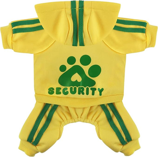 Oturnue's Soft & Warm Dog Outfit: Security Dog Jumpsuit Sweatshirt Hoodie for Small to Large Dogs & Cats (Yellow, XX-Small & Large)