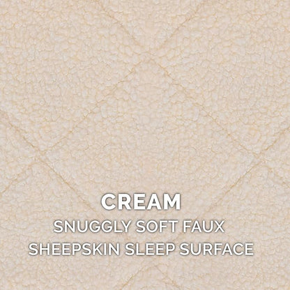 Furhaven Dog Bed for Large/Medium Dogs, 100% Washable, Sized to Fit Crates - Sherpa Fleece Bolster Crate Pad - Cream, Large