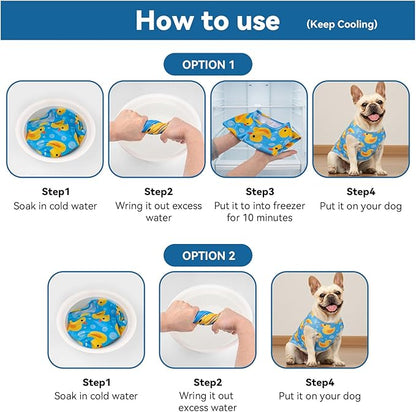 cyeollo 2 Pack Dog Cooling Shirt, Lightweight Sun Protection Sleeveless Dog Vest, Breathable Summer Clothes for Small Dogs Boy & Girl, Soft Pet Tshirts, Yellow Duck L