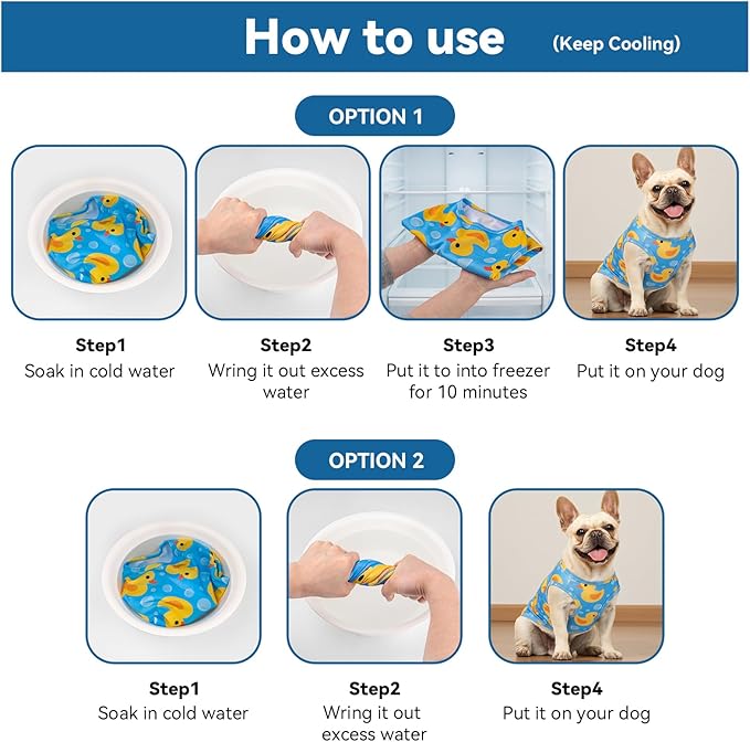 cyeollo 2 Pack Dog Cooling Shirt, Lightweight Sun Protection Sleeveless Dog Vest, Breathable Summer Clothes for Medium Large Dogs Boy & Girl, Soft Pet Tshirts, Yellow Duck 2XL