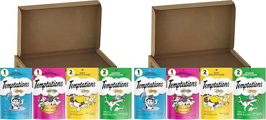Temptations Cat Treats Classic Crunchy and Soft Feline Favorites Variety Pack,3 oz. Pouches,(Pack of 12)