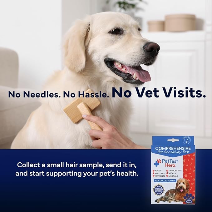 Better Life Science Pet Food & Environmental Sensitivity Hair Sample Testing Kit – Over 460 Items Tested – at-Home Non-Invasive Collection for Dogs & Cats – Informational Report for Pet Owners