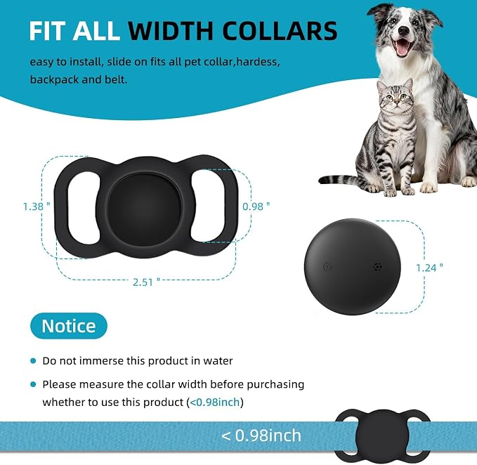 Android Smart GPS Dog Collar, Mini Pet Activity Tracker No Monthly fee | GPS Cat Collar Android Finder Tag, Anti-Lost Locator for Pets, Kids, Vehicles, items 2 Pack