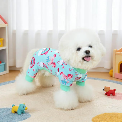 XPUDAC 4 Pack Dog Pajamas, Soft Cute Puppy Clothes, Comfy Dog Pjs Onesie Lightweight Pet Outfit for Small Medium Dogs Girl Boy, S