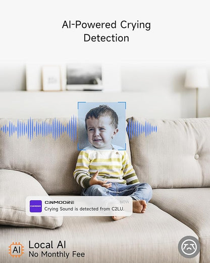 4MP Camera for Home Security, Free 32GB SD Card, Non-Subscription AI Human/Pet/Crying Detection, 2.5K Dog Cat Pet Camera with Phone APP, 360° Coverage, 2-Way Talk, IR Night Vision, 2.4G WiFi