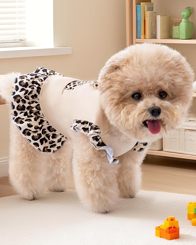 XPUDAC 4 Pack Dog Dresses Cute Printed Puppy Clothes for Small Dogs Girl Chihuahua Doggie Outfits Tank Top Vest Dresses Cat Apparel，X-Small(Chest-13.2")