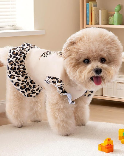 XPUDAC 4 Pack Dog Dresses Cute Printed Puppy Clothes for Small Dogs Girl Chihuahua Doggie Outfits Tank Top Vest Dresses Cat Apparel, Large(Chest-21)