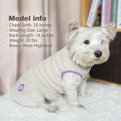 KYEESE 2Pack Waffle Dog Shirts, Lightweight Sleeveless Dog T Shirts for Medium Large Dogs Boy Girl, Breathable Pet Vest Comfortable Tank Top Soft Dogs Clothes for Daily Wear, Purple+Grey, 2XL