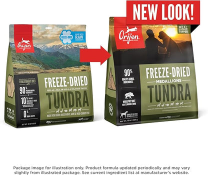 ORIJEN Grain Free High Protein Freeze Dried Dog Food & Topper Tundra Recipe 6oz Bag