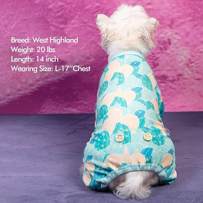 KYEESE Dog Pajamas Soft Dogs Clothes Pet Coat Velvet Dog Pajamas Small Sized Dogs Comfy Doggie Jammies Onesie Stretchy Doggie Pjs Pet Costume with Cactus Pattern, Small