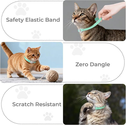 AirTag Cat Collar, Ultra Elastic Cat Tracker Collar with Apple Air Tag Holder, [Lightweight & Scratch Resistant] Stepless Adjustable GPS Pet Tracking Collars for Cats Kittens (Green)