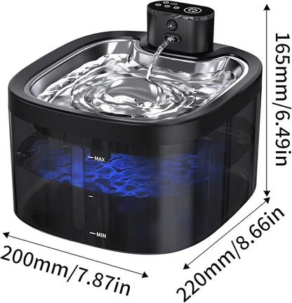 Cat Water Fountain Cordless: Battery Operated 118oz/3.5L Pet Water Fountain for Cats Indoor with Motion Sensor, Stainless Steel Tray, Ultra Quiet, Easy-to-Clean, Gifts for Cats, Dogs (8Filters)