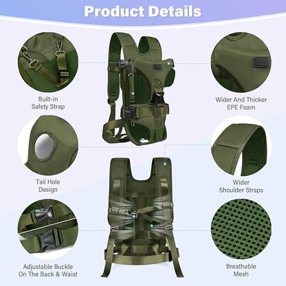 YUDODO Front Pet Carrier Backpack for Small Dogs and Cats, Secure and Breathable Mesh, Ergonomic Support, Adjustable for Walking, Hiking, or Travel (Army Green M)