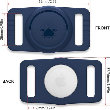 GOCII for Airtag Dog Collar Holder 2 Pack,Waterproof Dog Collar Holder for Apple AirTag(Gen 1 & 2),Silicone Air Tags Case for Dog Collars(Navy)