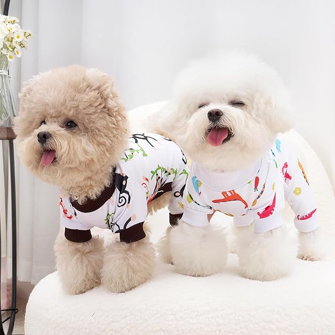 XPUDAC 4 Pack Dog Pajamas Soft Strechy Summer Puppy Clothes for Small Medium Dogs Boy Girl Cat Apparel-X-Large