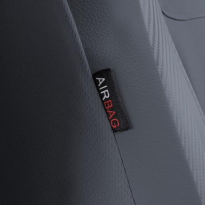 Flying Banner car seat Covers Protects Water Proof Faux Leather Carbon Fiber Front and Rear Bench Split 40/60 50/50 60/40(Gray Gray, Full Set - 8PCS)