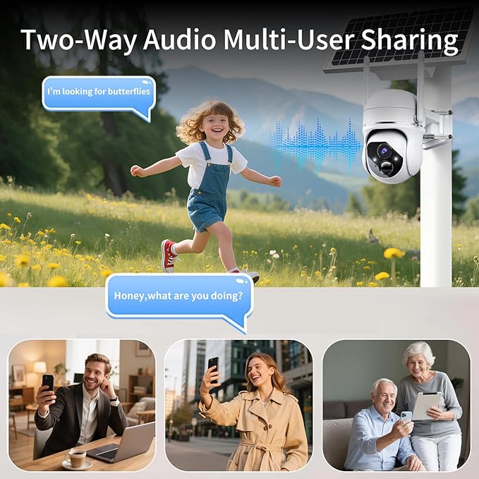 Goalake 3MP Solar Security Camera – Wireless Outdoor PTZ with 360°View, AI Motion Detection, 2-Way Talk, Spotlight & Siren, IP65 Weatherproof, Cloud/Up to 512GB SD Storage (Pre-Inserted a SD Card)