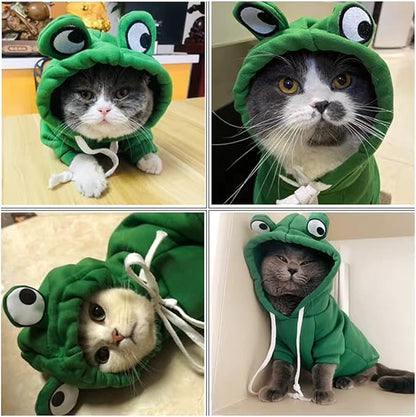 Dog Hoodie Basic Sweater Coat Cute - Frog Shape Warm Jacket Pet Cold Weather Clothes Outfit Outerwear for Cats Puppy Small Medium Dogs - Size L