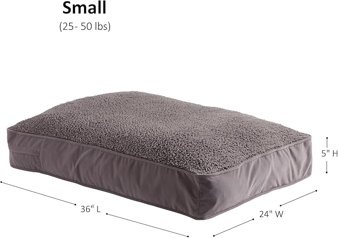 Buster Deluxe Reversible Pillow Style Sherpa Dog Bed, Gray, Small (36 x 24 in.)