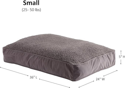 Buster Deluxe Reversible Pillow Style Sherpa Dog Bed, Gray, Small (36 x 24 in.)