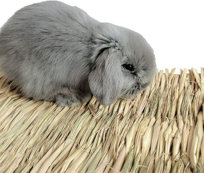 Hamiledyi Grass Mat Woven Bed Mat for Small Animal Bunny Bedding Nest Chew Toy Bed Play Toy for Guinea Pig Parrot Rabbit Hamster Rat(Pack of 3)