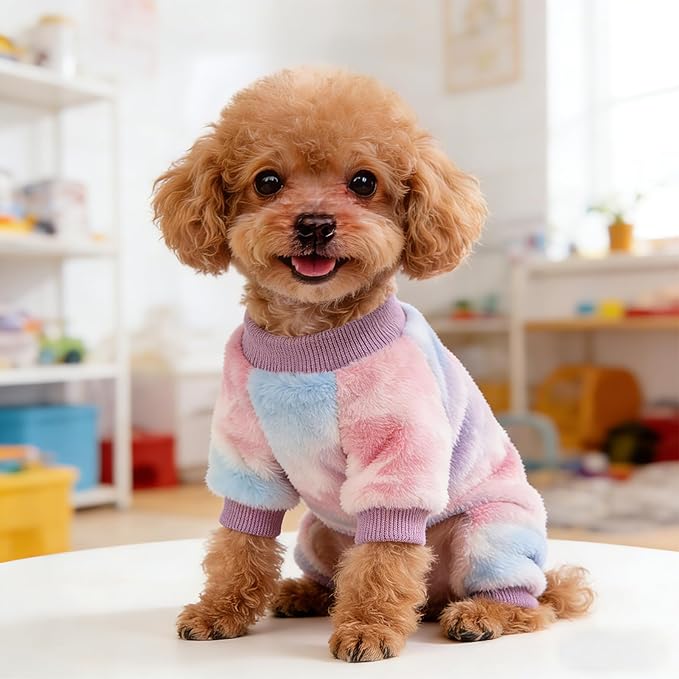 Dog Sweaters for Small Dogs Girl Dog Clothes Fleece Small Dog Pajamas Female Warm Dog Pjs Soft Dog Onesie Heart Chihuahua Clothes Pink Pet Puppy Pajamas, XS