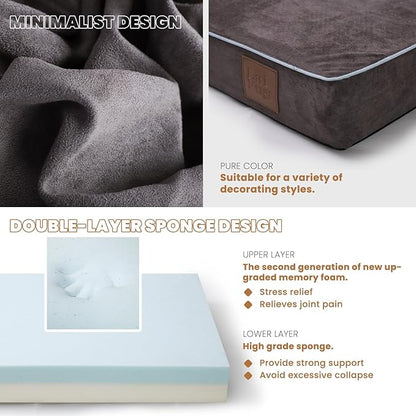 Laifug Orthopedic Memory Foam Pet(40"x 25"x 4",Slate Grey)/Dog Bed with Durable Waterproof Liner and Removable Washable Cover