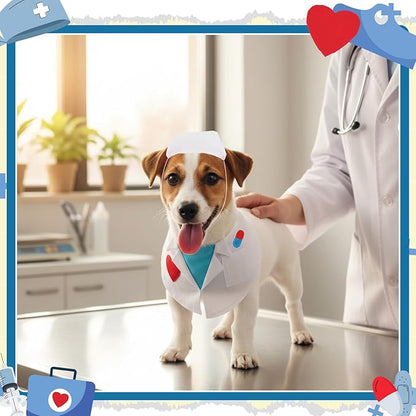 Hillban Dog Doctor Costume Pet Doctor Nurse Cosplay Costume for Large Dogs Cats Puppy Funny Pet Costumes Cosplay Party Vet Clothing Nurse Outfit Cat Apparel Cute Uniform (M)