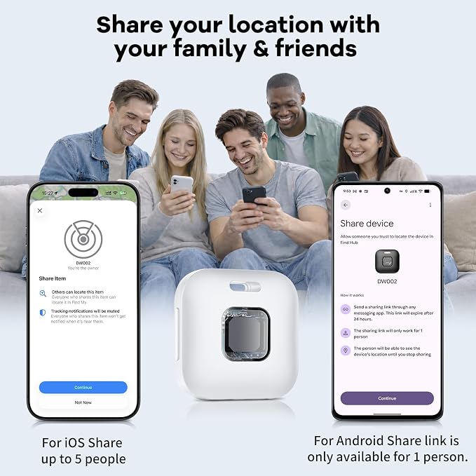 Hoxe Air Tracker Tags-4 Pack for iOS & Android, Smart Tag for Key, Bag, Pet | Dual System Luggage Tracker Compatible with Apple Find My & Google Find Hub App, Bluetooth Key Finder Replaceable Battery