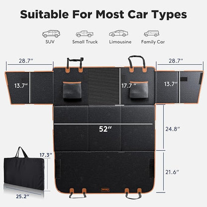 FURTIME Dog Car Seat Cover for Back Seat, Upgraded PU Leather Back Seat Extender with Hard Bottom Holds 400LBS, Waterproof Anti-Scratch, Large Space Back Seat Cover for Car, SUV, Small Truck