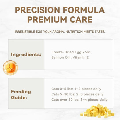 Freeze-Dried Cat and Dog Treats, Simple Egg Yolk with Fish Oil Added for Skin and Coat Support, 3.5 oz., Premium Food Toppers and Snacks