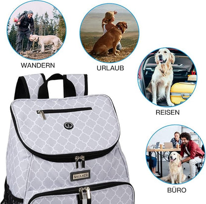 BAGLHER丨Dog Travel Bag, Airline Approved Pet Supplies Backpack, Dog Travel Backpack with 2 Silicone Collapsible Bowls and 2 Food Baskets