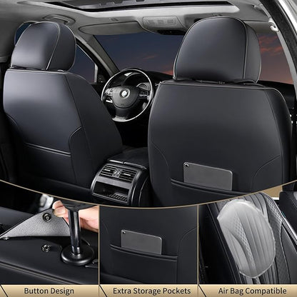 FLORICH Car Seat Covers, Premium Leatherette Car Seat Covers Front Seats, Automotive Vehicle Seat Cushions, Waterproof Seat Protectors for Sedans Cars SUV Trucks, Black&Gray