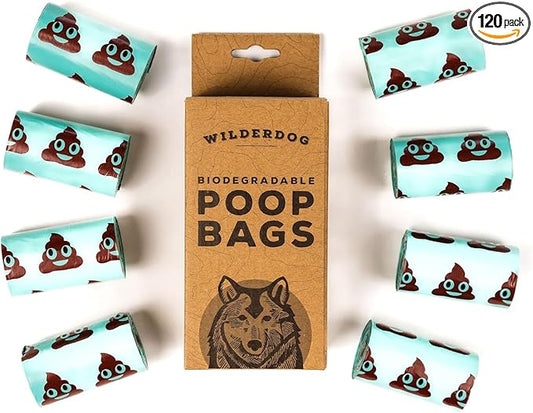 Wilderdog Biodegradable Extra Thick Dog Poop Bags, Environmentally Friendly - 120Ct